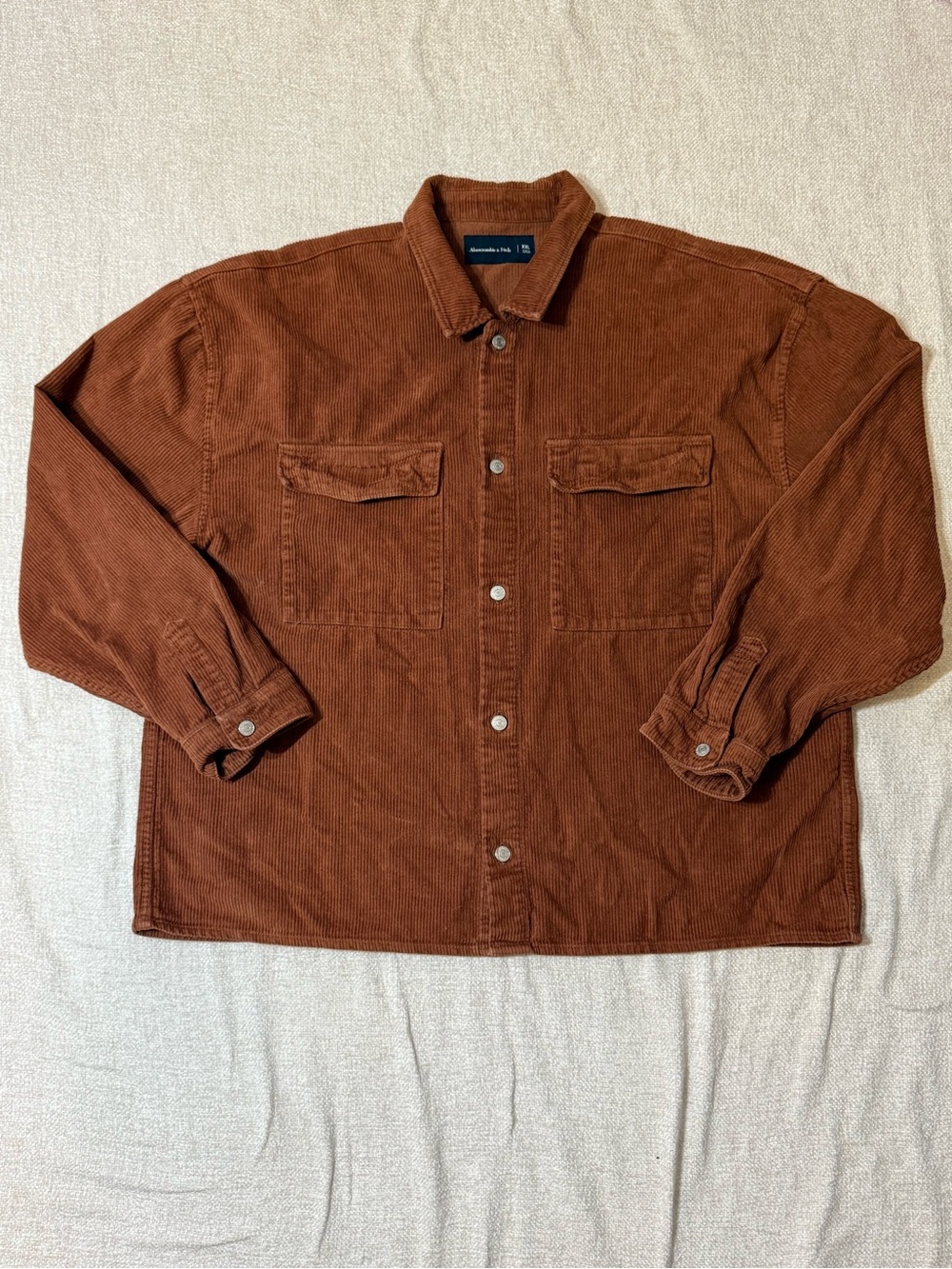 Abercrombie & Fitch XXL Brown Corduroy Overshirt Shacket Workwear Y2K